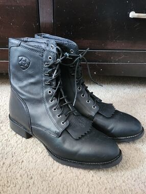 Ariat Men's Black Leather Lace-Up Work Boots